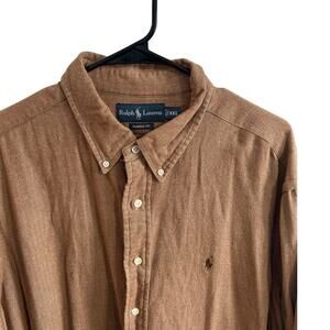 Ralph Lauren Custom Fit Longsleeve Button Down Shirt Brown Cotton Sz XXL